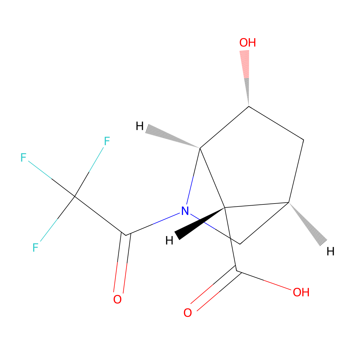 rac-(1R,4R,6R,7S)-6-hydroxy-2-(2,2,2-trifluoroacetyl)-2-azabicyclo[2.2.1]heptane-7-carboxylic acid molecular structure, CAS 2732255-84-2