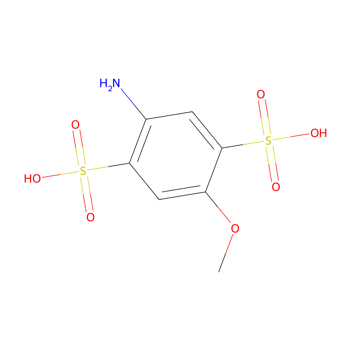 2-Amino-5-methoxybenzene-1,4-disulfonic acid molecular structure, CAS 27327-48-6
