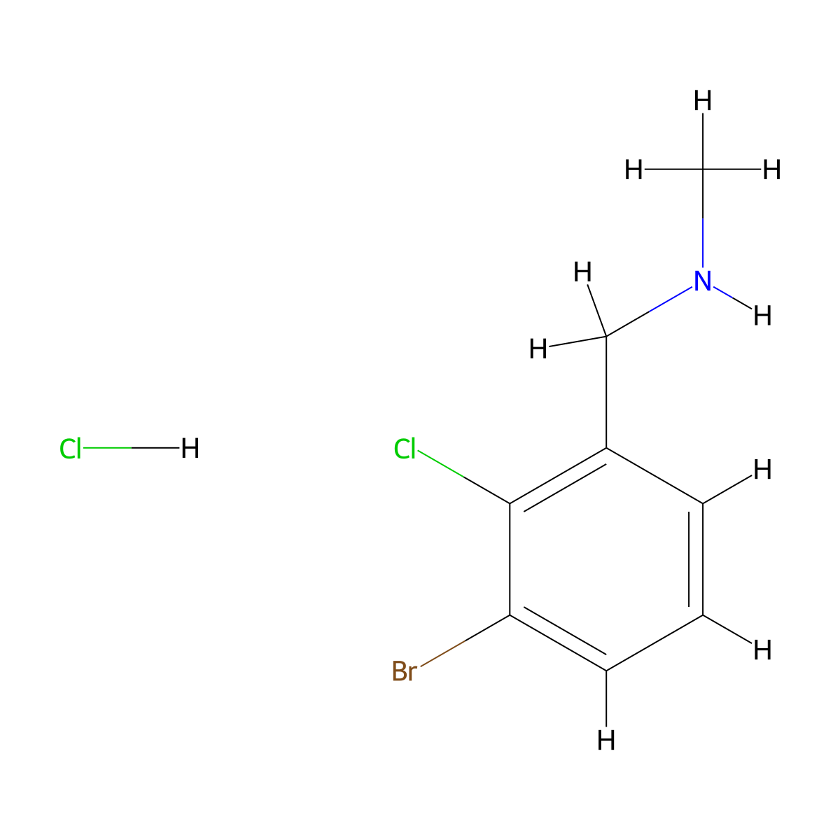 [(3-Bromo-2-chlorophenyl)methyl](methyl)amine hydrochloride molecular structure, CAS 2732744-77-1