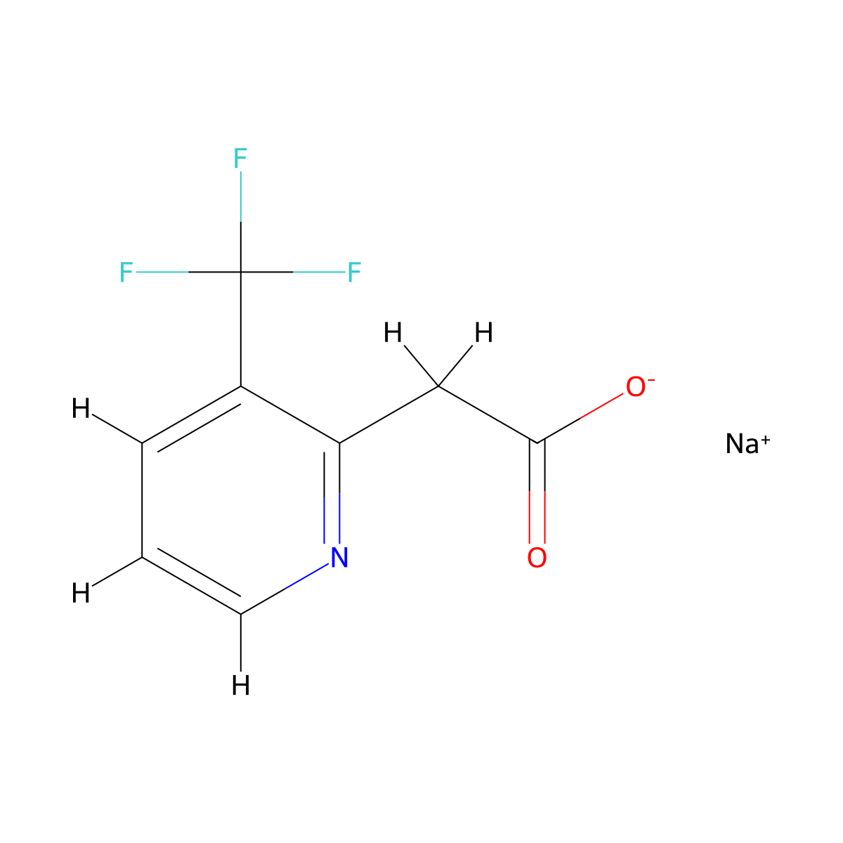 Sodium 2-(3-(trifluoromethyl)pyridin-2-yl)acetate molecular structure, CAS 2732751-11-8