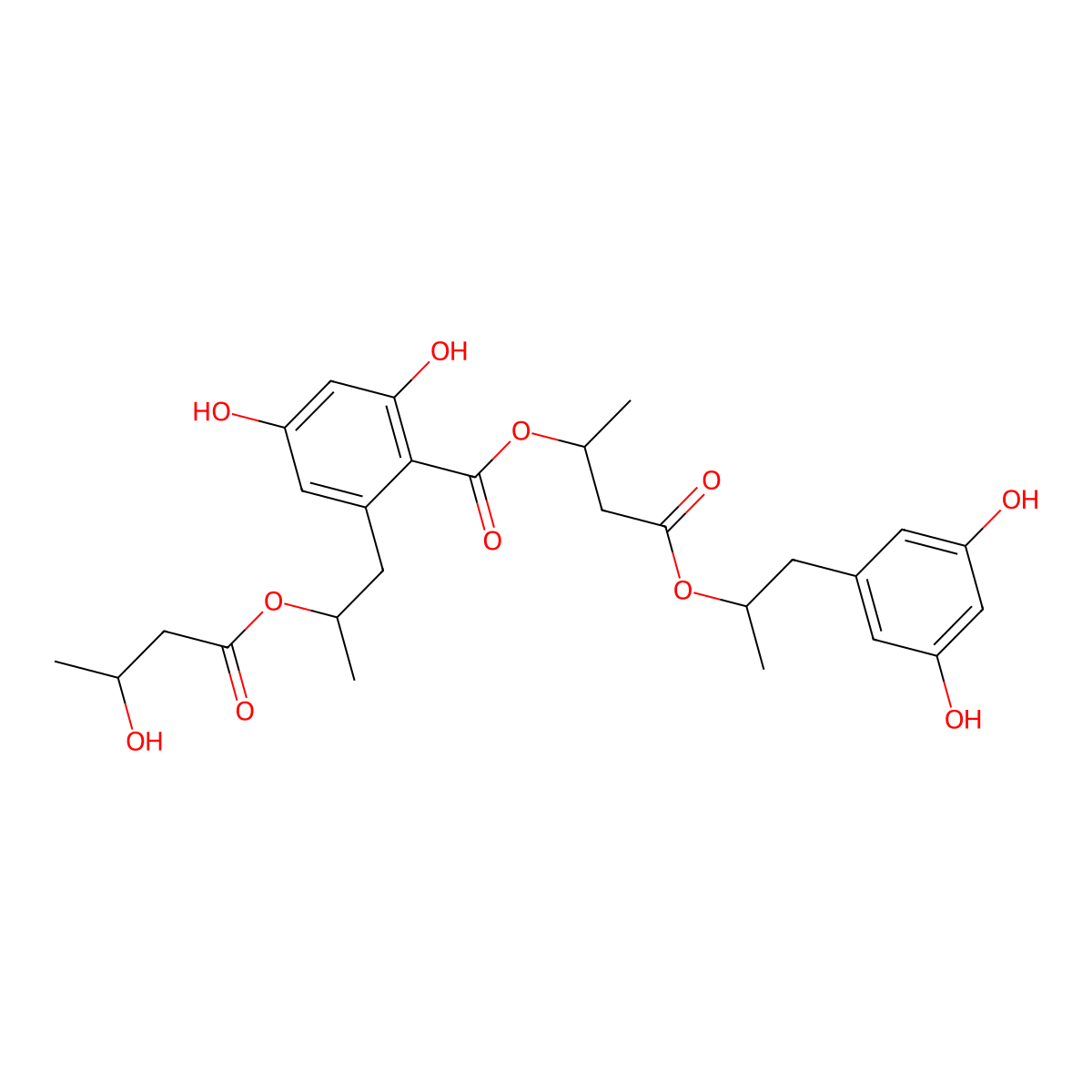 [4-[1-(3,5-Dihydroxyphenyl)propan-2-yloxy]-4-oxobutan-2-yl] 2,4-dihydroxy-6-[2-(3-hydroxybutanoyloxy)propyl]benzoate molecular structure, CAS 2732755-79-0