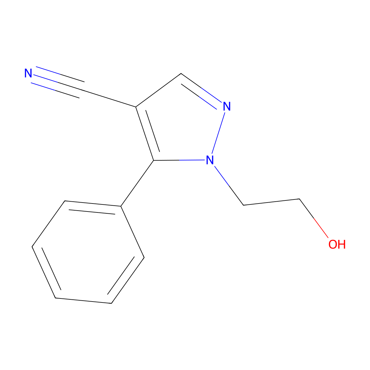 1-(2-Hydroxyethyl)-5-phenyl-1H-pyrazole-4-carbonitrile molecular structure, CAS 27328-72-9