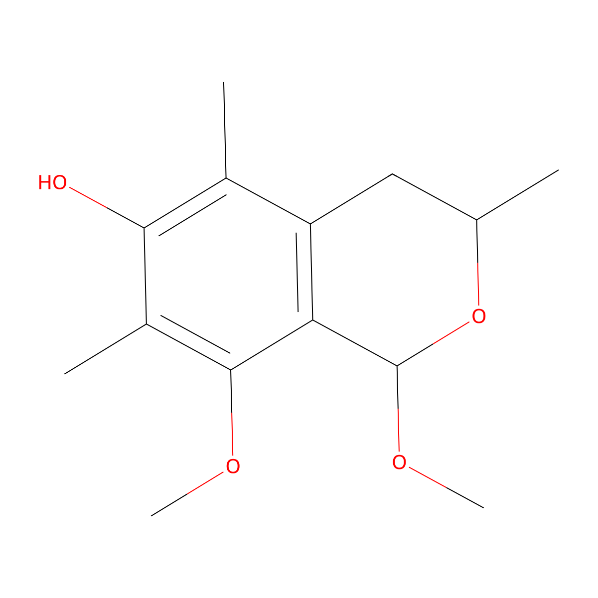 1,8-dimethoxy-3,5,7-trimethyl-3,4-dihydro-1H-isochromen-6-ol molecular structure, CAS 2732801-69-1