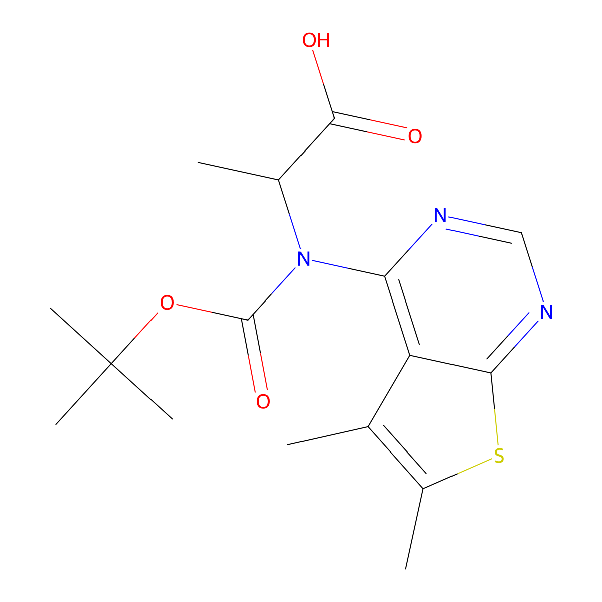 rel-(2R)-2-{[(tert-butoxy)carbonyl]({5,6-dimethylthieno[2,3-d]pyrimidin-4-yl})amino}propanoic acid molecular structure, CAS 2732856-19-6