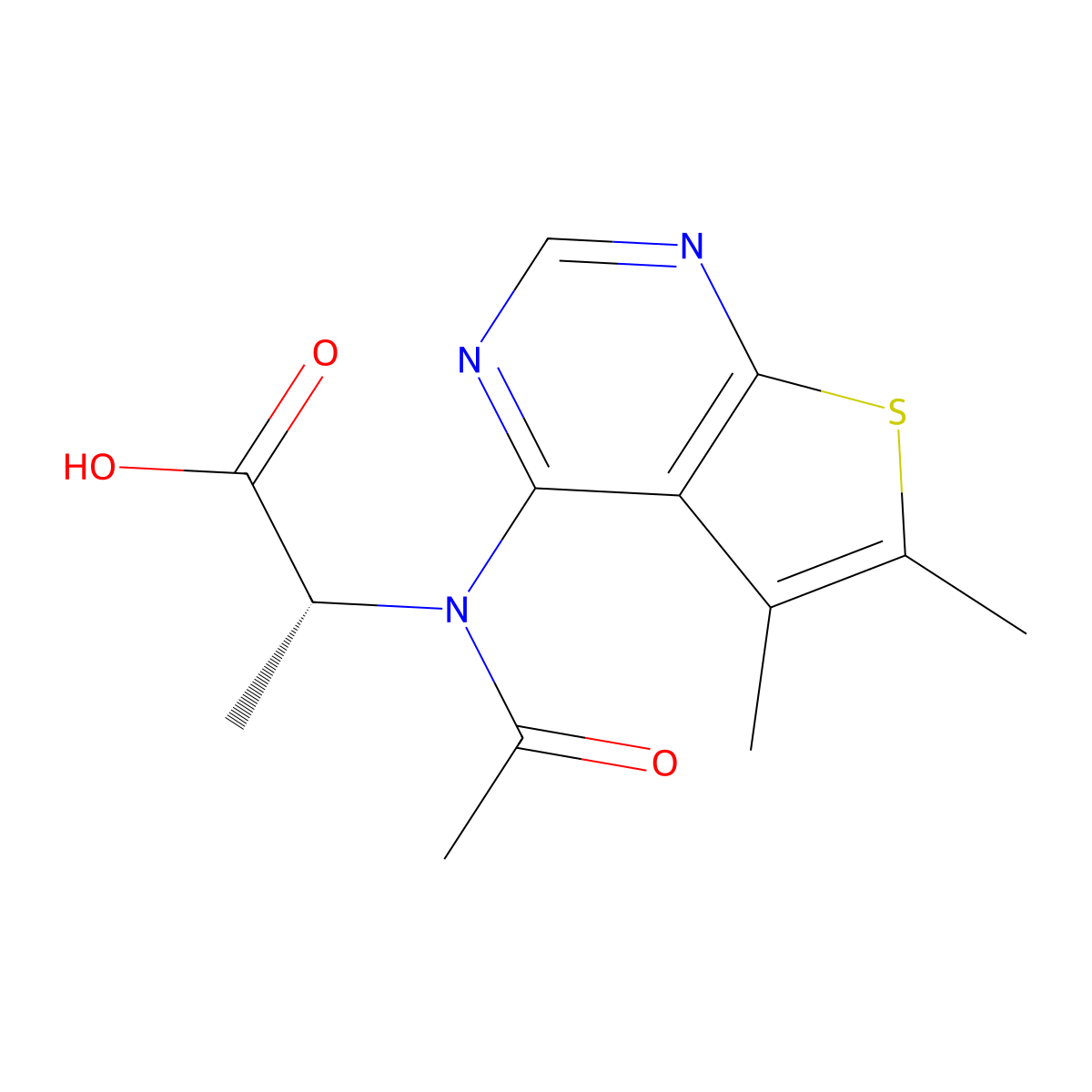 rel-(2R)-2-(N-{5,6-dimethylthieno[2,3-d]pyrimidin-4-yl}acetamido)propanoic acid molecular structure, CAS 2732856-22-1