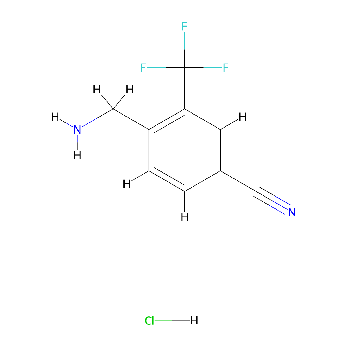 4-(Aminomethyl)-3-(trifluoromethyl)benzonitrile hydrochloride molecular structure, CAS 2733039-44-4