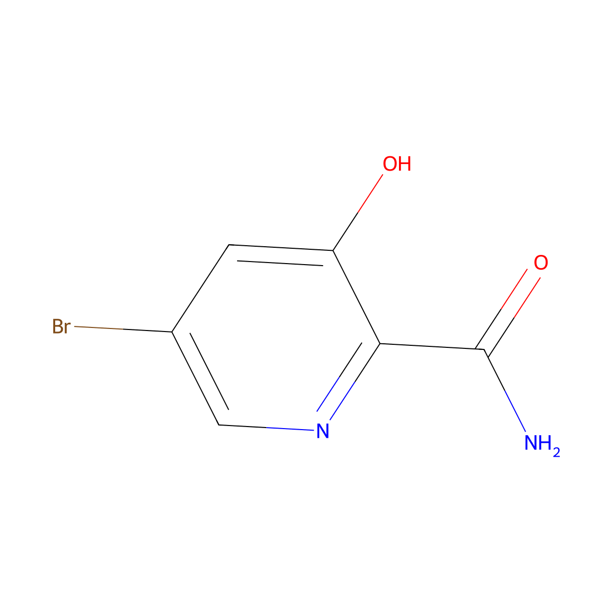 5-Bromo-3-hydroxypicolinamide molecular structure, CAS 2733059-17-9