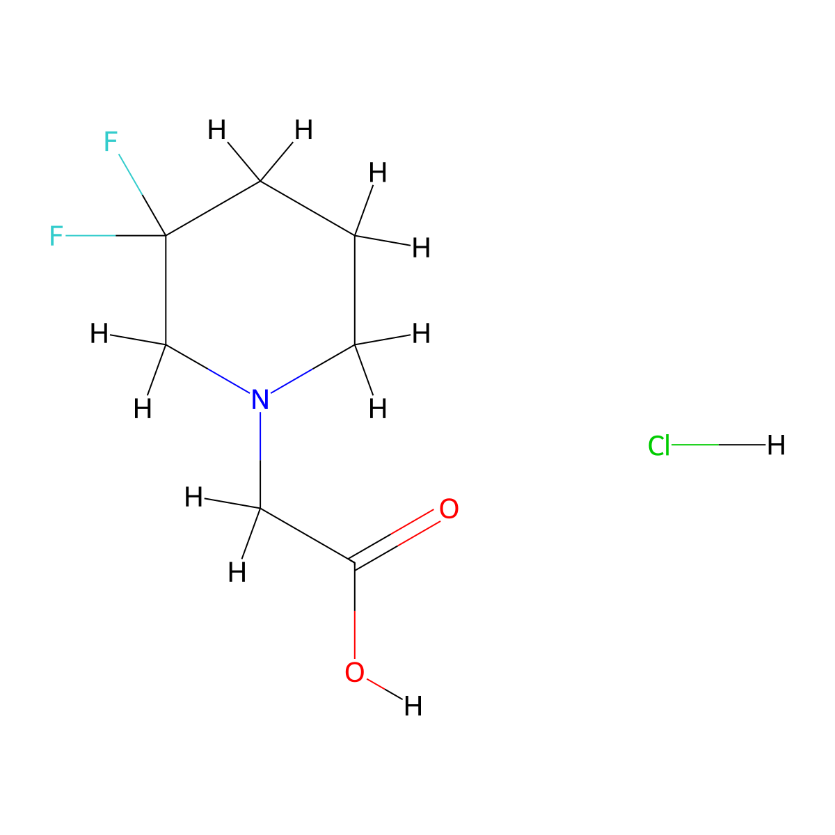2-(3,3-Difluoropiperidin-1-yl)acetic acid hydrochloride molecular structure, CAS 2733232-69-2