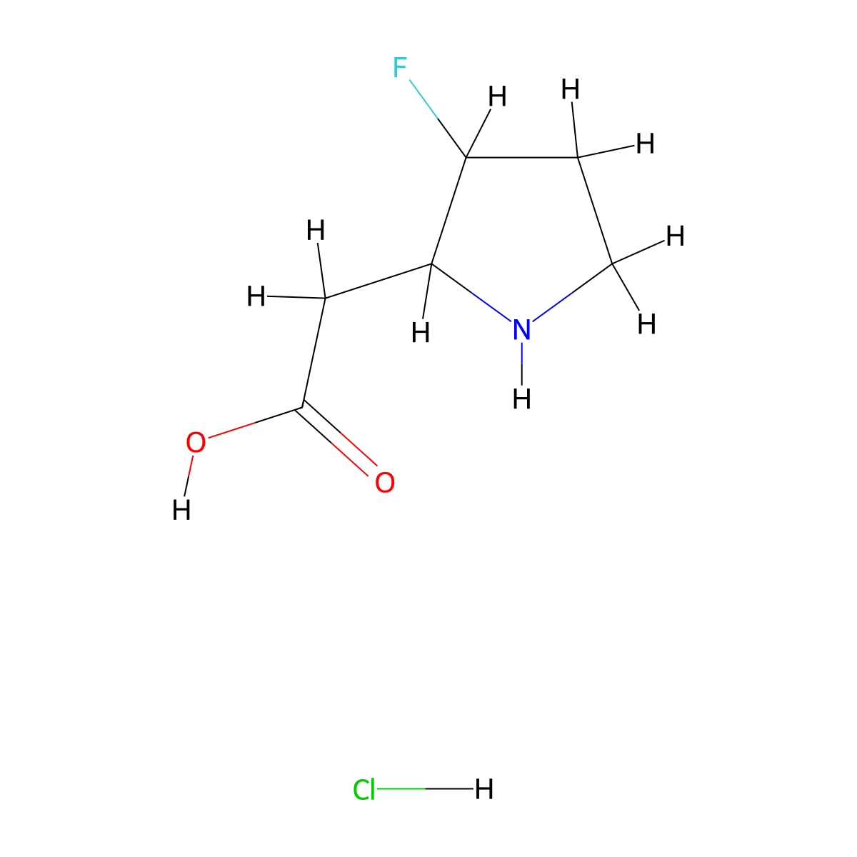 2-(3-Fluoropyrrolidin-2-yl)acetic acid hydrochloride molecular structure, CAS 2733264-84-9
