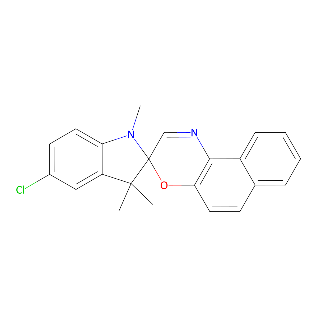 5-Chloro-1,3-dihydro-1,3,3-trimethylspiro[2H-indole-2,3'-(3H)naphth[2,1-b](1,4)oxazine] molecular structure, CAS 27333-50-2