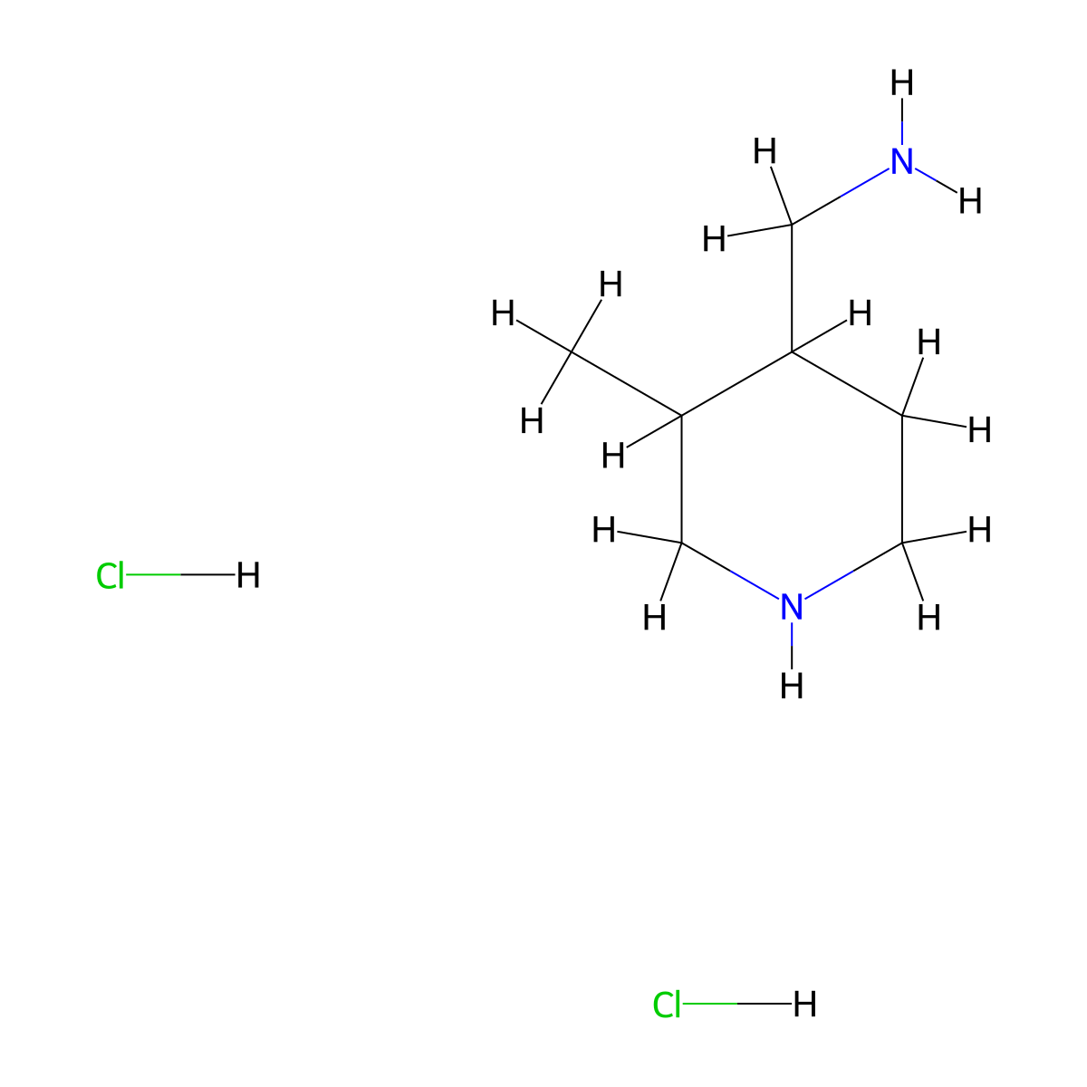 (3-Methylpiperidin-4-yl)methanamine dihydrochloride molecular structure, CAS 2733325-85-2