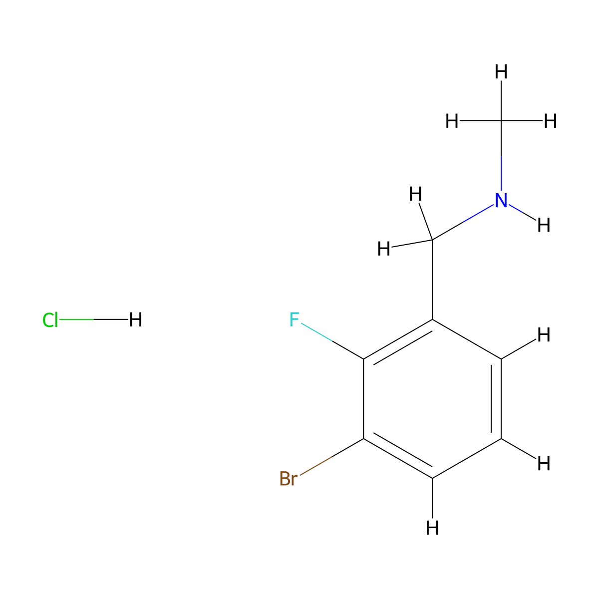 [(3-Bromo-2-fluorophenyl)methyl](methyl)amine hydrochloride molecular structure, CAS 2733435-23-7