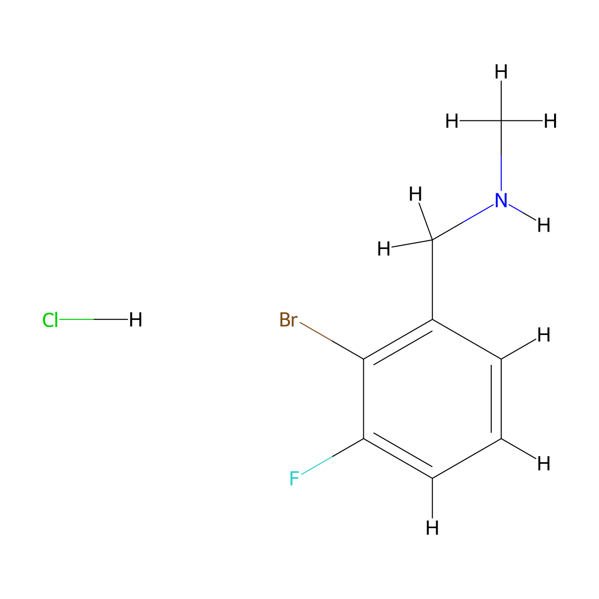 [(2-Bromo-3-fluorophenyl)methyl](methyl)amine hydrochloride molecular structure, CAS 2733470-37-4
