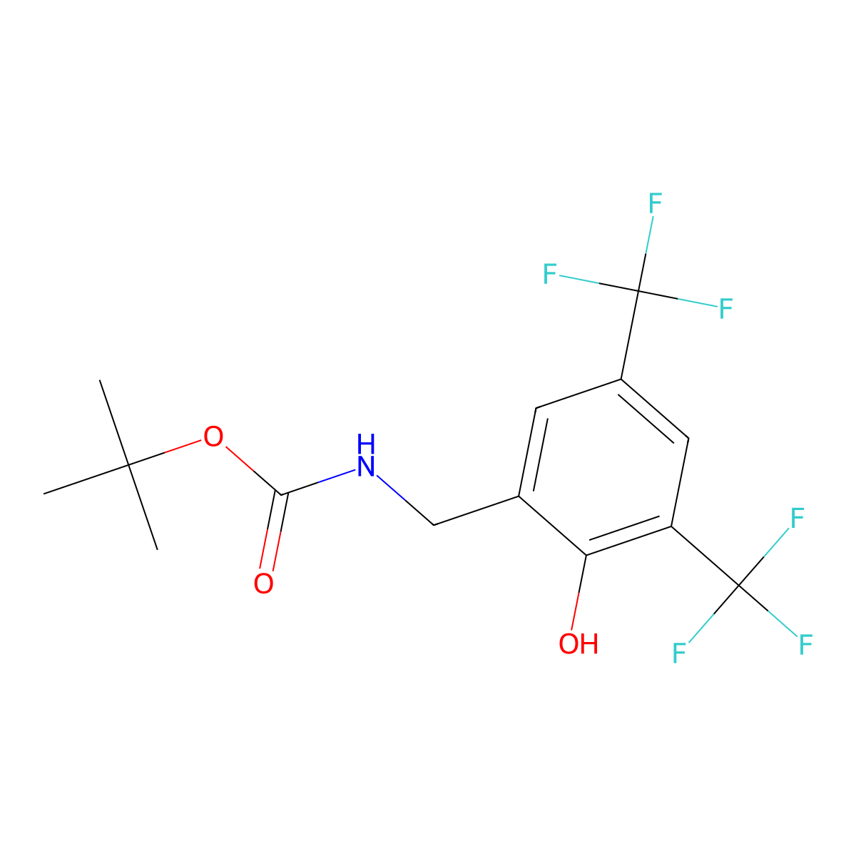 Tert-butyl (2-hydroxy-3,5-bis(trifluoromethyl)benzyl)carbamate molecular structure, CAS 2733480-76-5