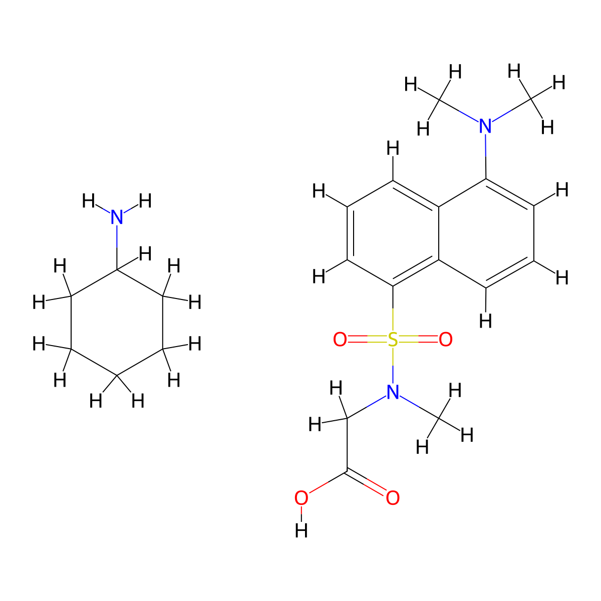 Cyclohexanamine N-((5-(dimethylamino)naphthalen-1-yl)sulfonyl)-N-methylglycinate molecular structure, CAS 2733745-64-5