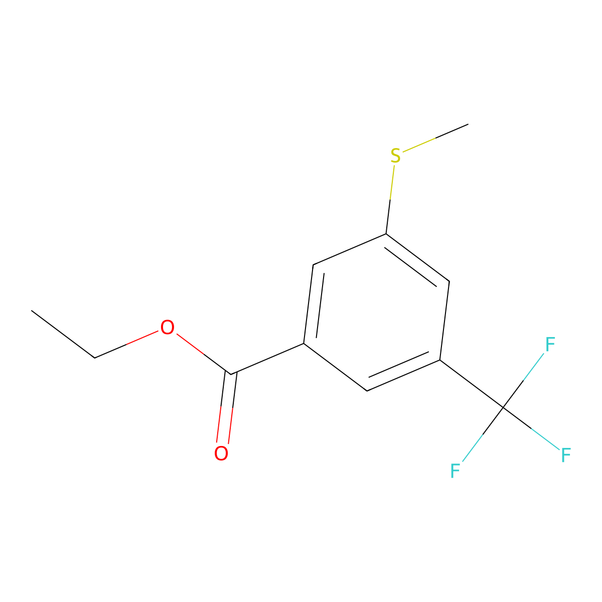 Ethyl 3-(methylthio)-5-(trifluoromethyl)benzoate molecular structure, CAS 2733750-52-0
