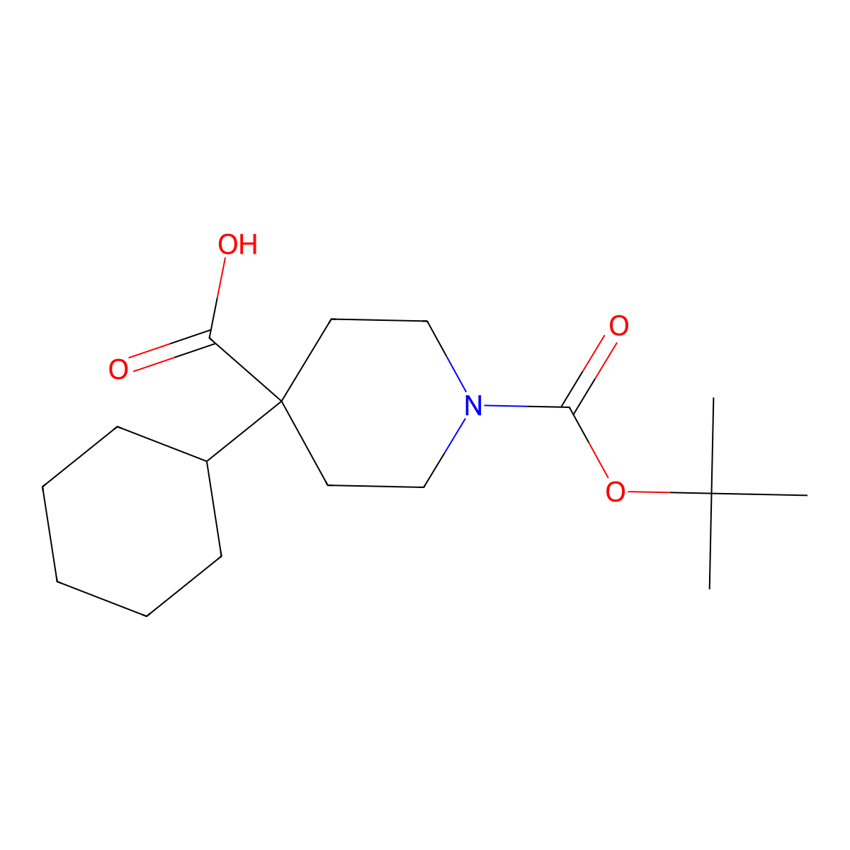 1-(tert-Butoxycarbonyl)-4-cyclohexylpiperidine-4-carboxylic acid molecular structure, CAS 273378-16-8