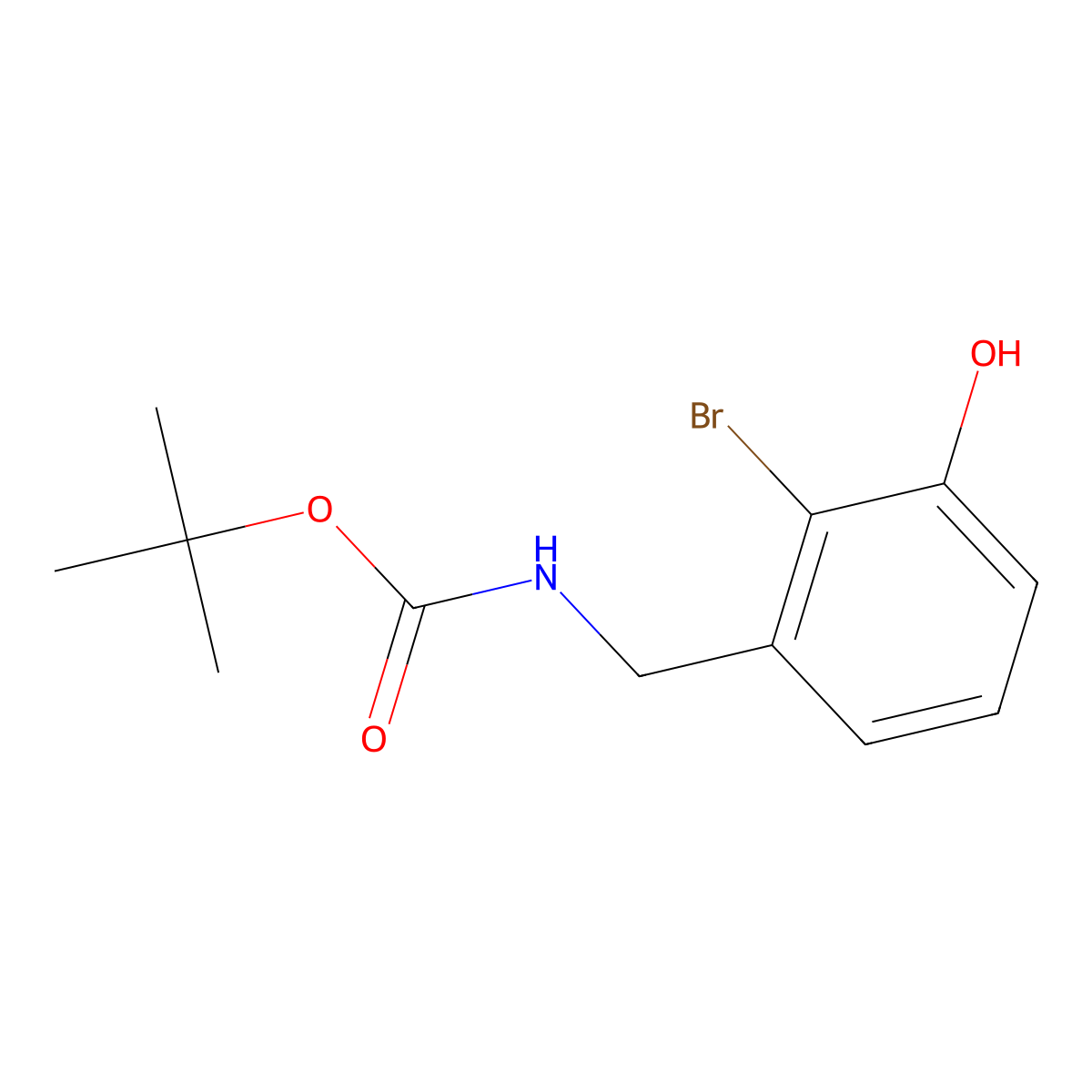 tert-butyl N-[(2-bromo-3-hydroxyphenyl)methyl]carbamate molecular structure, CAS 2733917-95-6