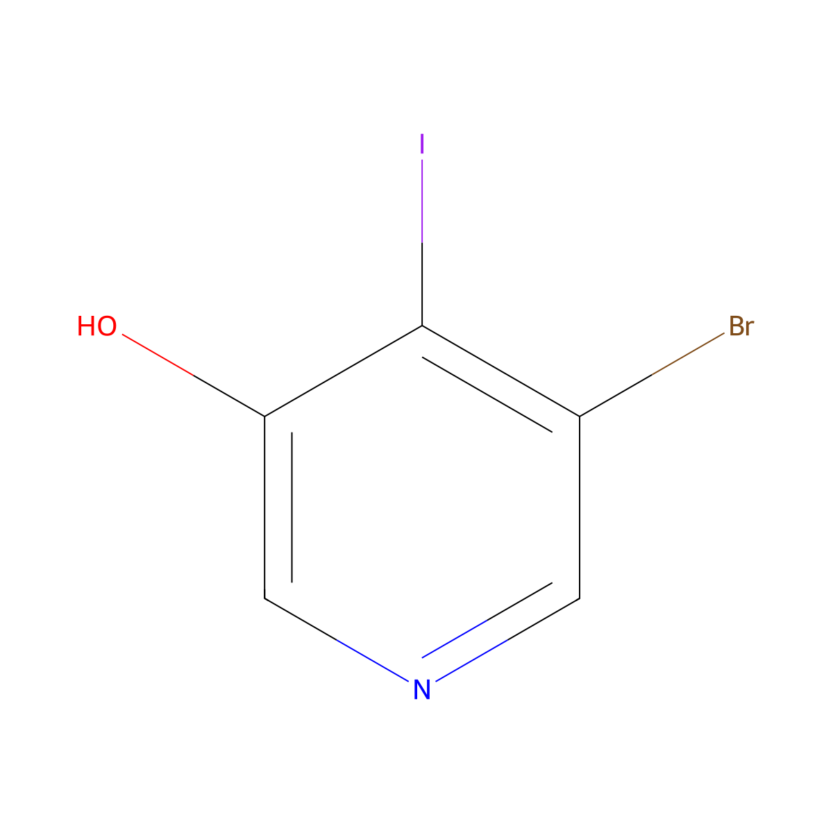 5-Bromo-4-iodopyridin-3-ol molecular structure, CAS 2733974-64-4