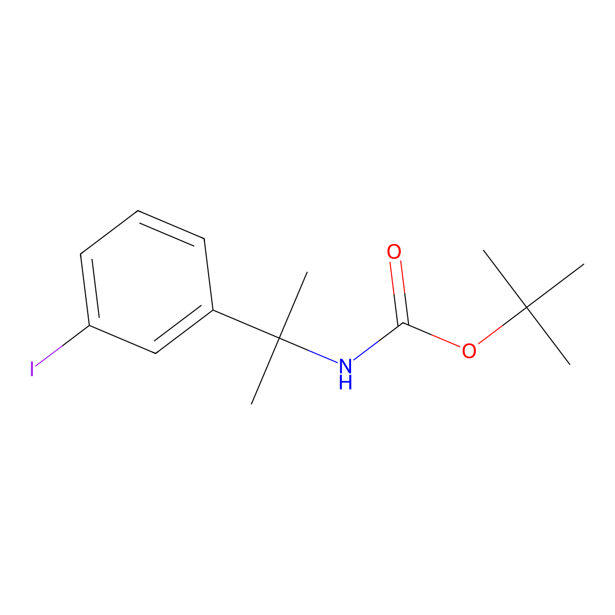 tert-Butyl (2-(3-iodophenyl)propan-2-yl)carbamate molecular structure, CAS 2733990-54-8