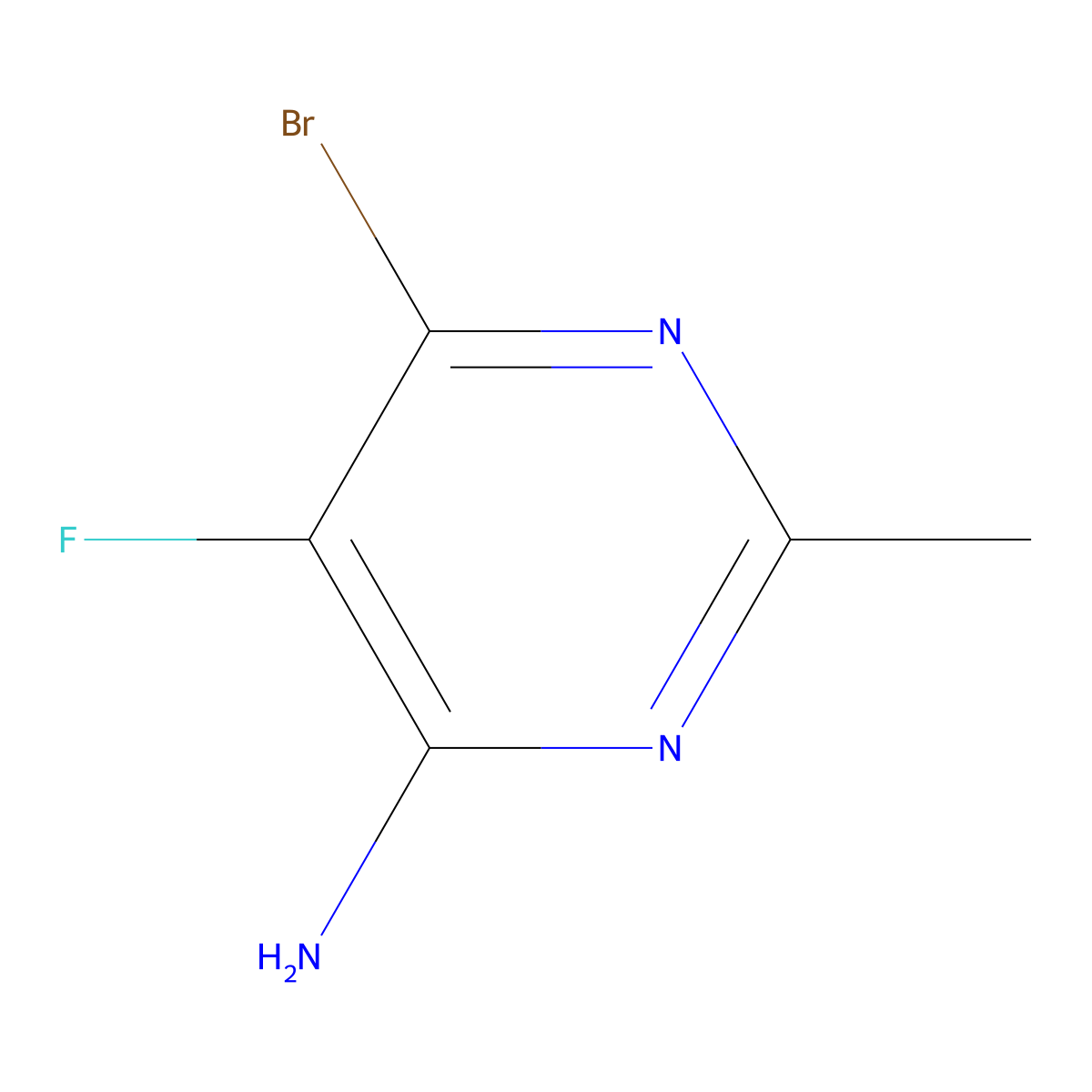 6-Bromo-5-fluoro-2-methylpyrimidin-4-amine molecular structure, CAS 2734004-64-7