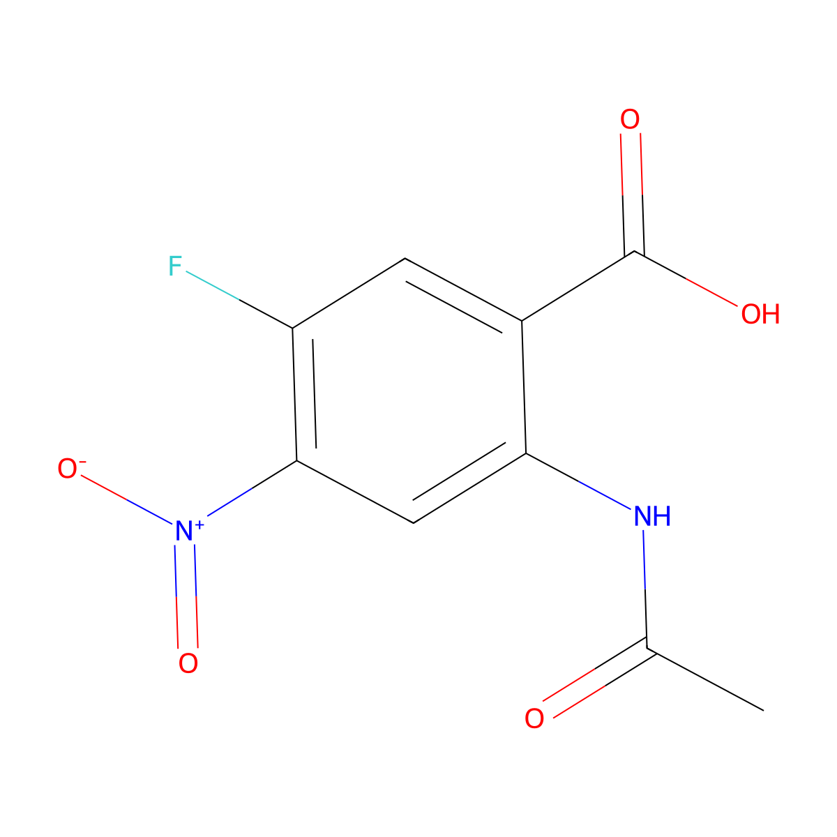 2-Acetamido-5-fluoro-4-nitrobenzoic acid molecular structure, CAS 273401-28-8