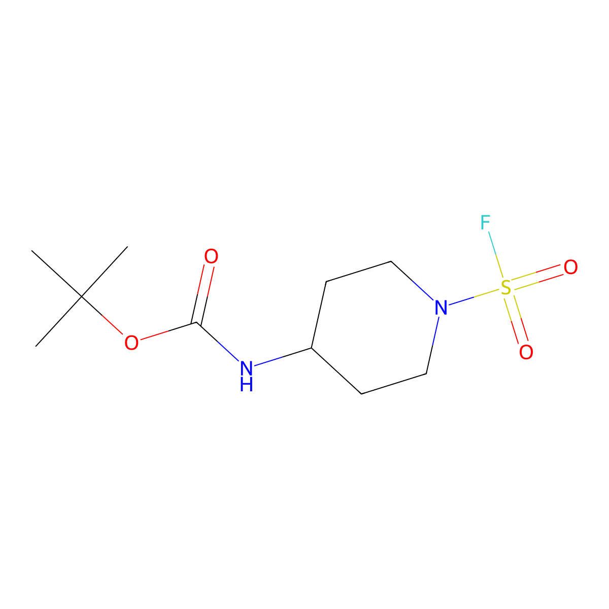 tert-butylN-[1-(fluorosulfonyl)piperidin-4-yl]carbamate molecular structure, CAS 2734031-28-6