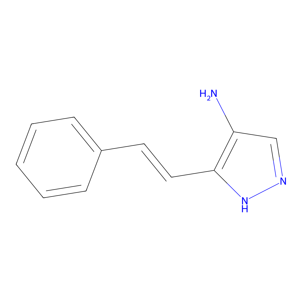 5-(2-phenylethenyl)-1H-pyrazol-4-amine molecular structure, CAS 2734044-34-7