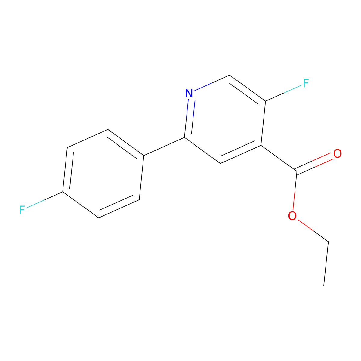 Ethyl 5-fluoro-2-(4-fluorophenyl)isonicotinate molecular structure, CAS 2734050-28-1