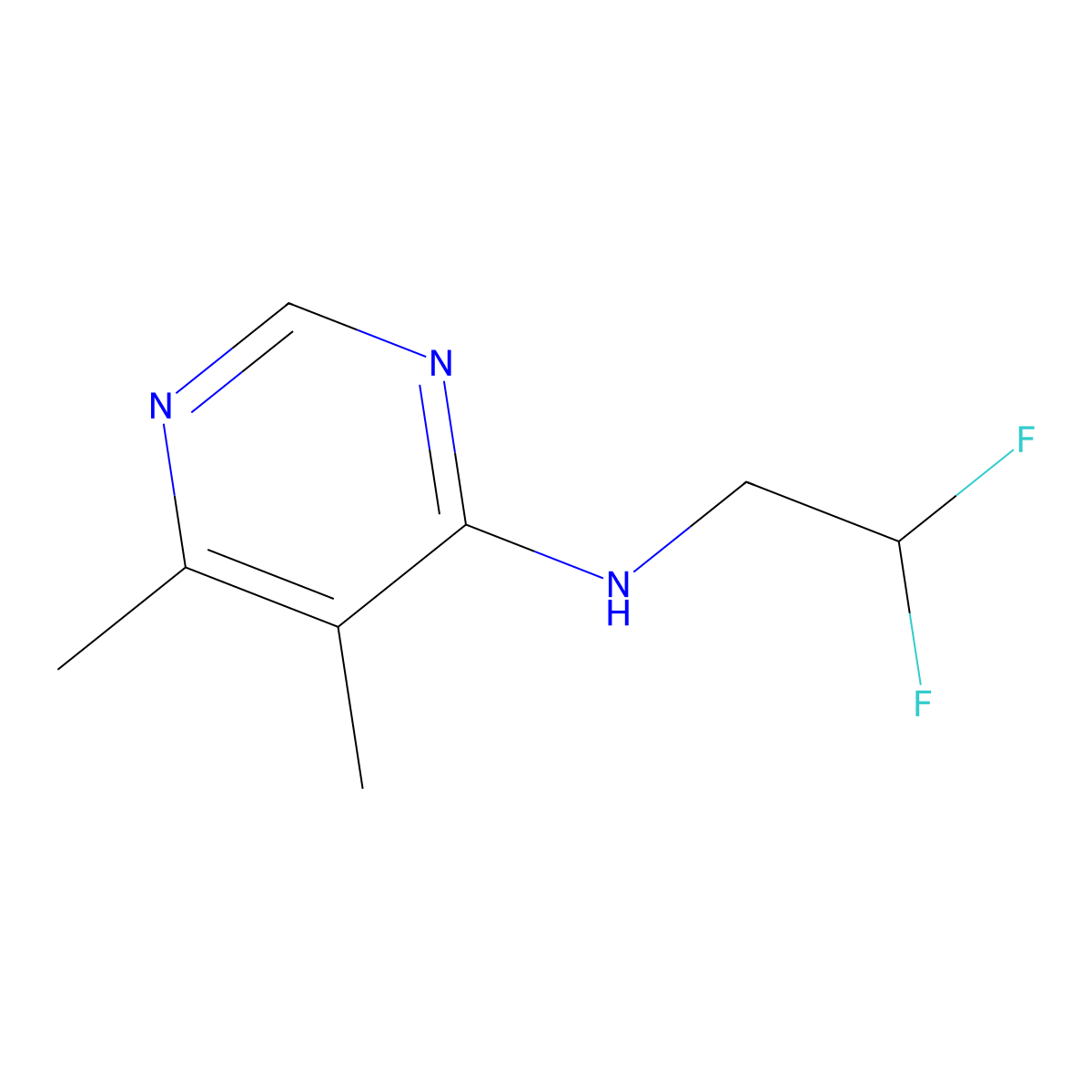 N-(2,2-difluoroethyl)-5,6-dimethylpyrimidin-4-amine molecular structure, CAS 2734148-56-0