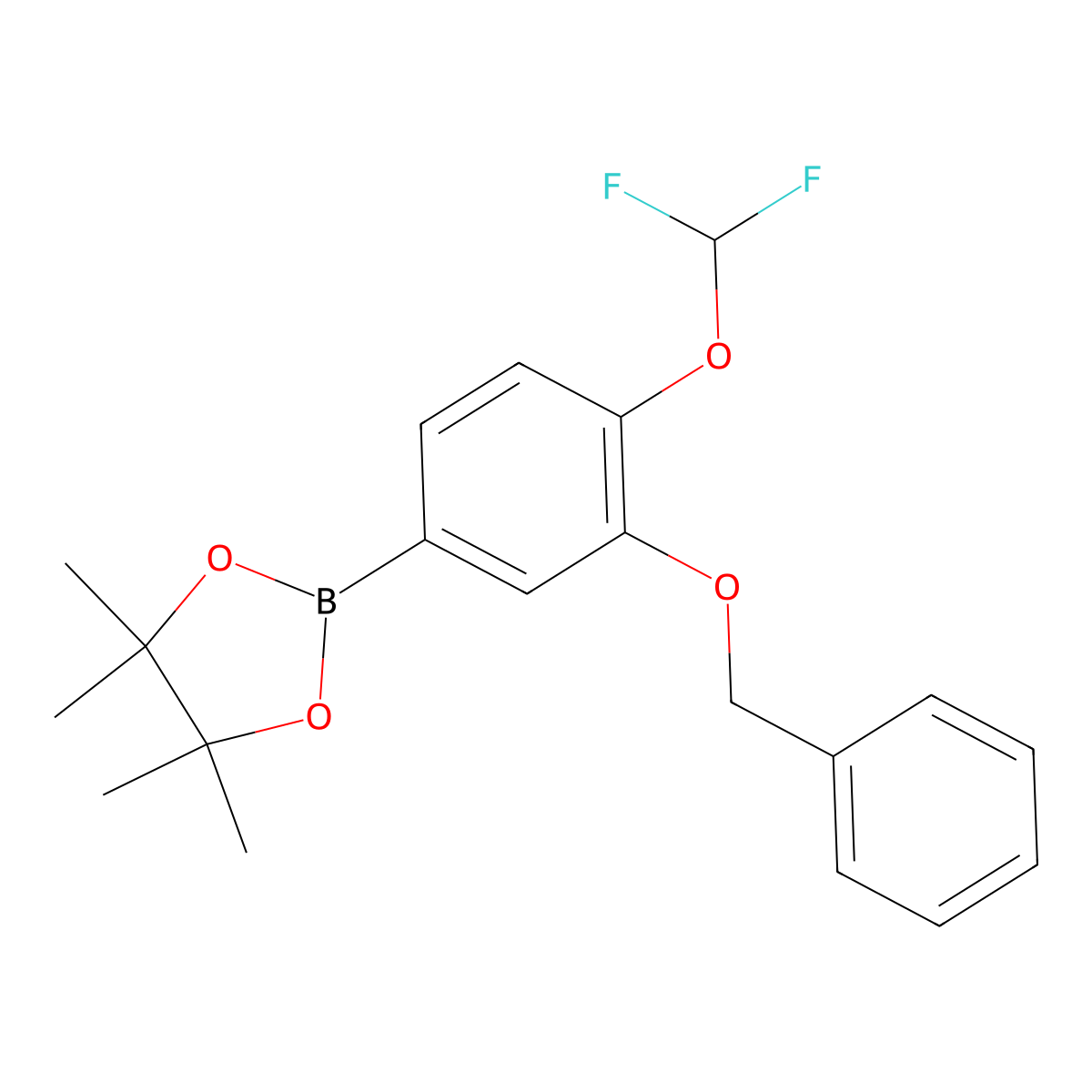 2-(3-(Benzyloxy)-4-(difluoromethoxy)phenyl)-4,4,5,5-tetramethyl-1,3,2-dioxaborolane molecular structure, CAS 2734276-14-1