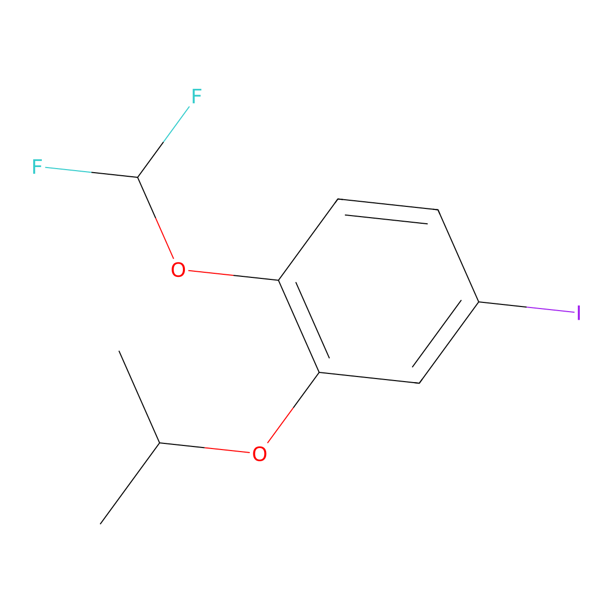 1-(Difluoromethoxy)-4-iodo-2-isopropoxybenzene molecular structure, CAS 2734276-60-7