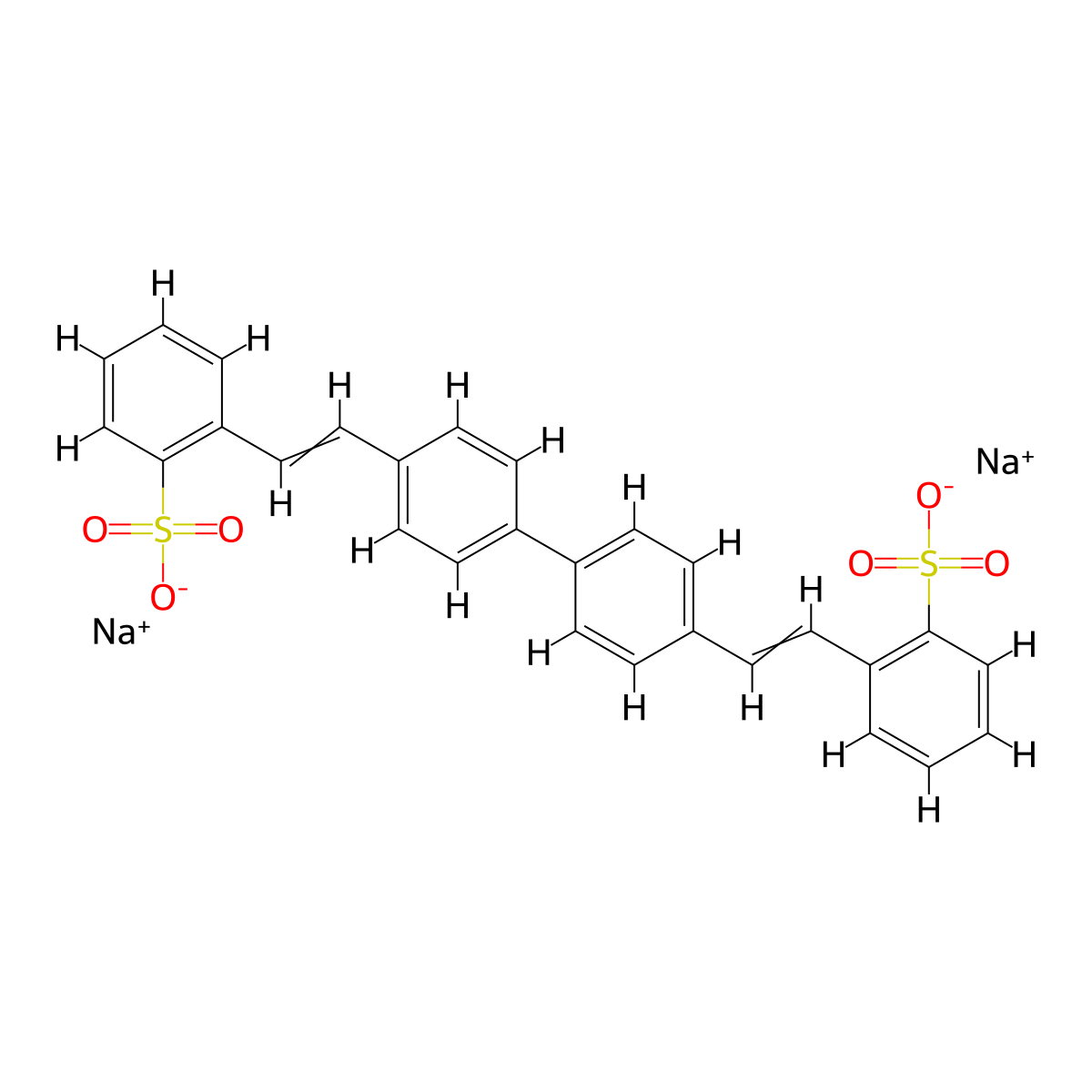 Disodium distyrylbiphenyl disulfonate molecular structure, CAS 27344-41-8