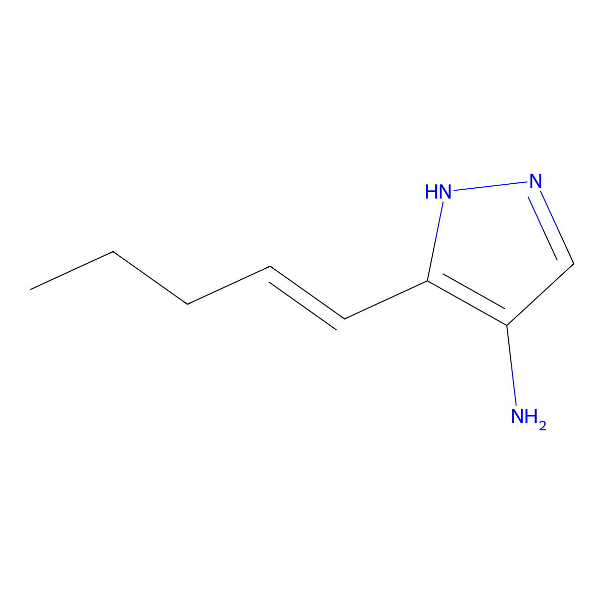5-(pent-1-en-1-yl)-1H-pyrazol-4-amine molecular structure, CAS 2734447-58-4