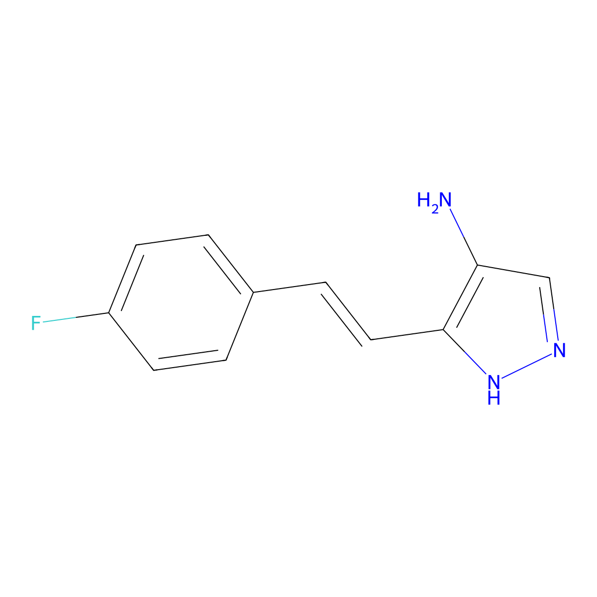 5-[2-(4-fluorophenyl)ethenyl]-1H-pyrazol-4-amine molecular structure, CAS 2734448-05-4