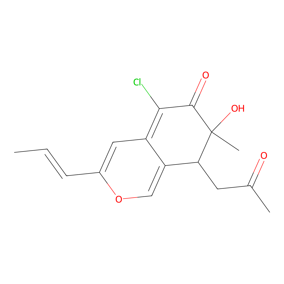5-Chloro-7,8-dihydro-7-hydroxy-7-methyl-8-(2-oxopropyl)-3-(1-propen-1-yl)-6H-2-benzopyran-6-one molecular structure, CAS 2734690-26-5