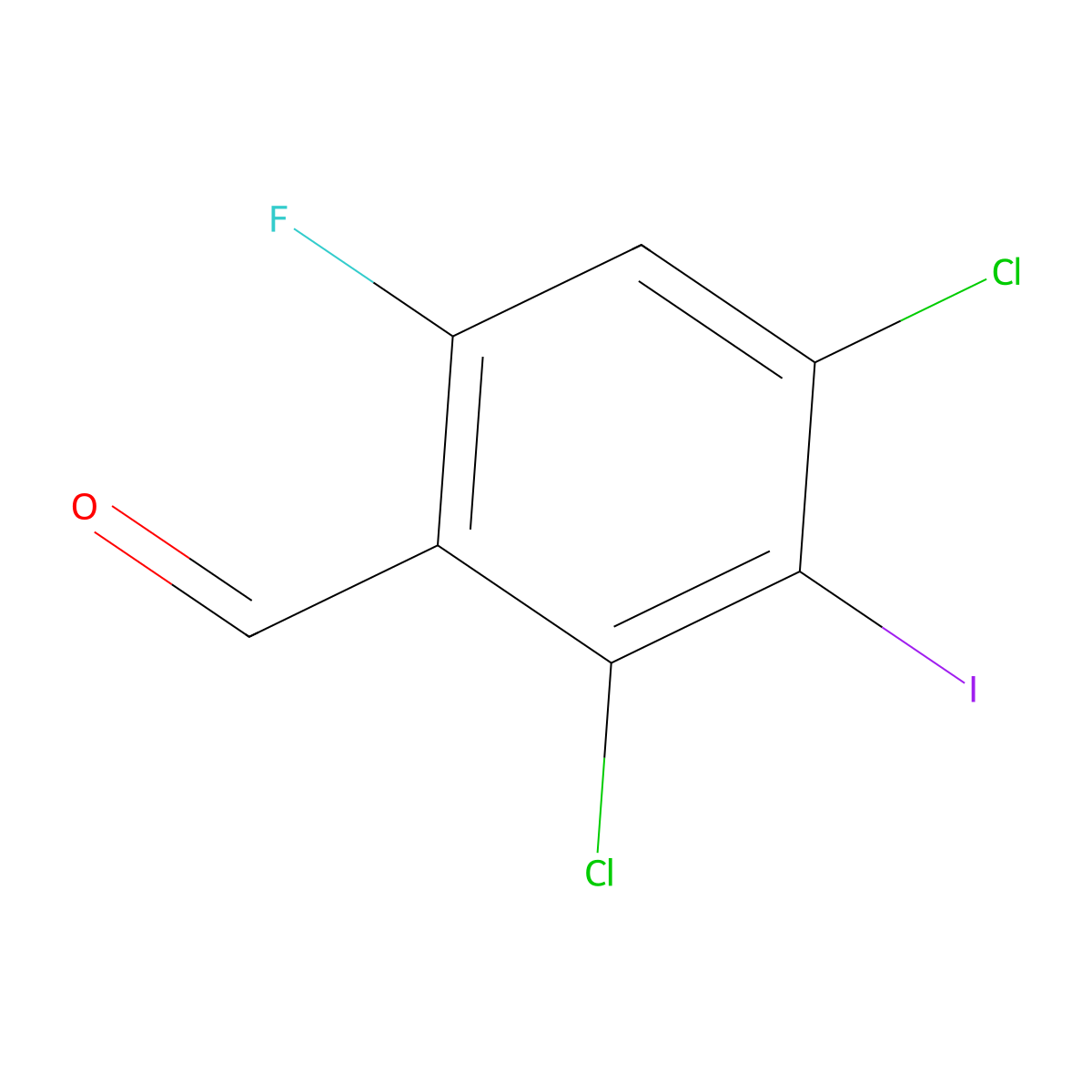 2,4-Dichloro-6-fluoro-3-iodobenzaldehyde molecular structure, CAS 2734772-45-1