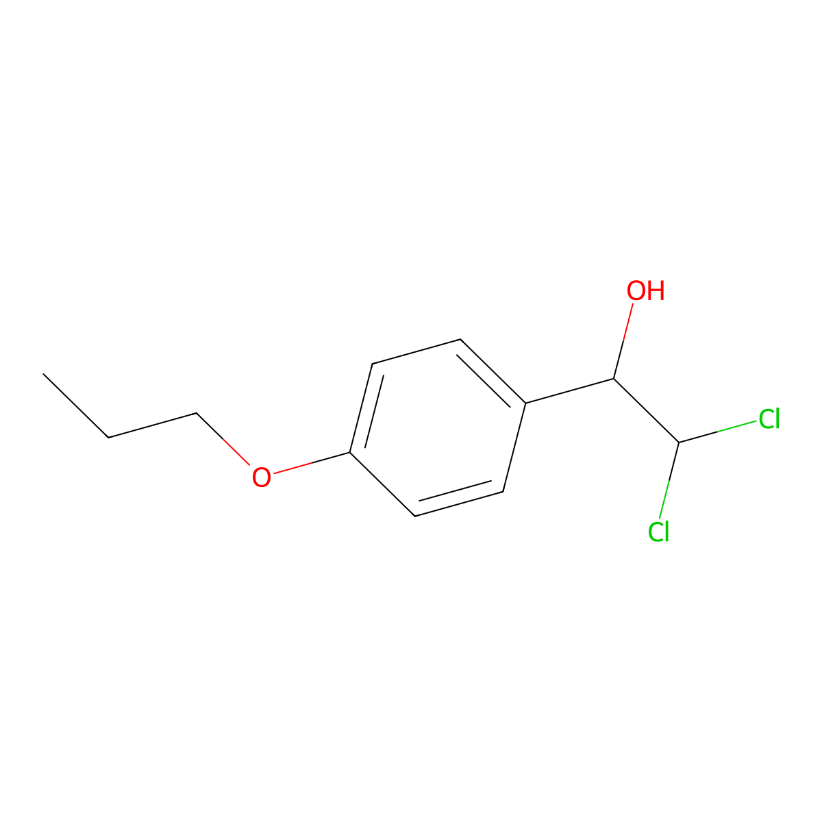 2,2-Dichloro-1-(4-propoxyphenyl)ethanol molecular structure, CAS 2734772-56-4