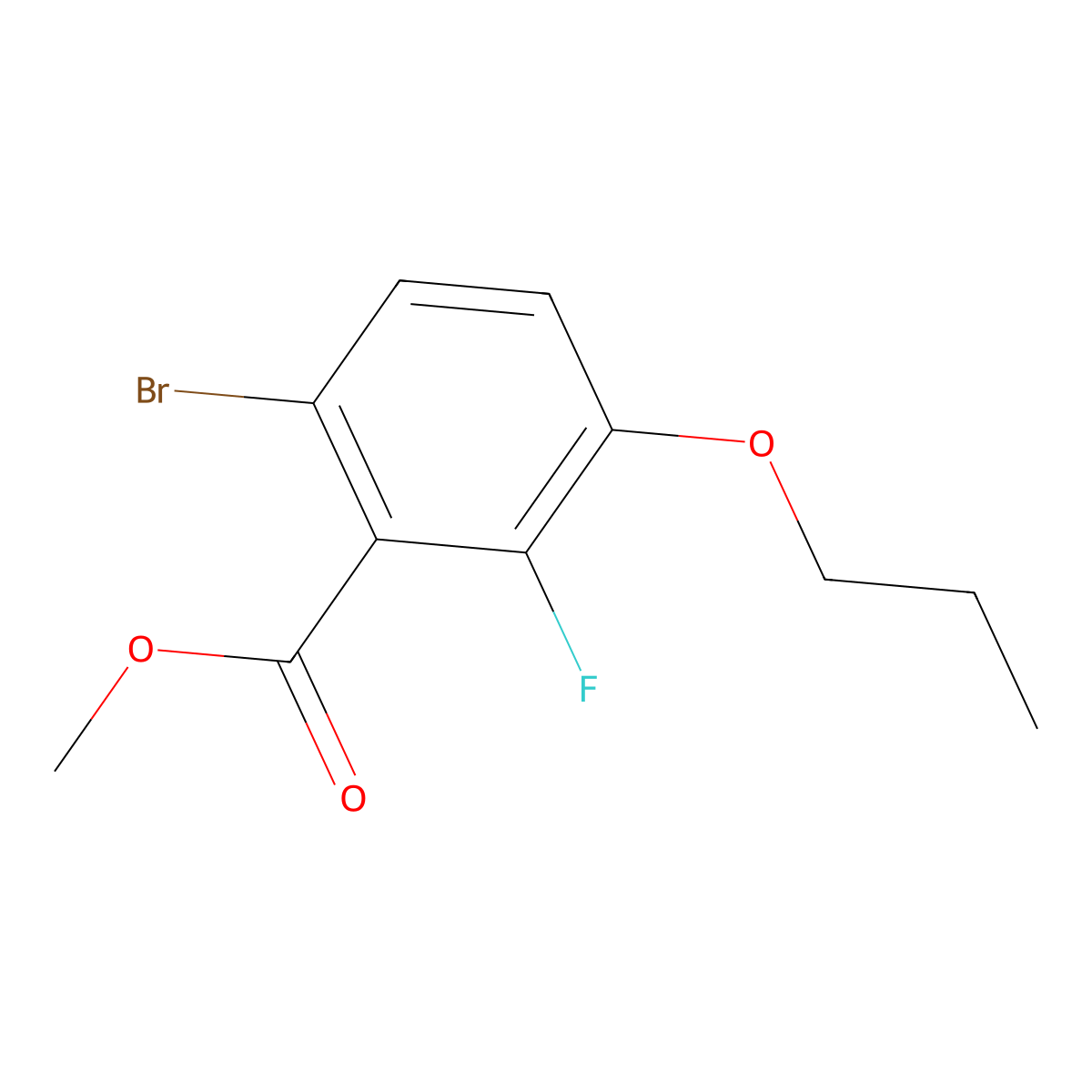 Methyl 6-bromo-2-fluoro-3-propoxybenzoate molecular structure, CAS 2734772-61-1