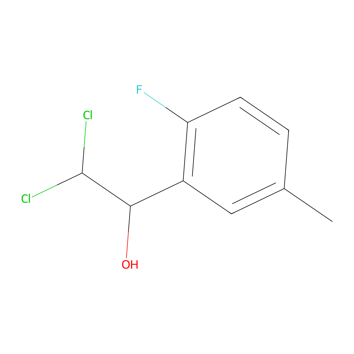 2,2-Dichloro-1-(2-fluoro-5-methylphenyl)ethanol molecular structure, CAS 2734772-64-4
