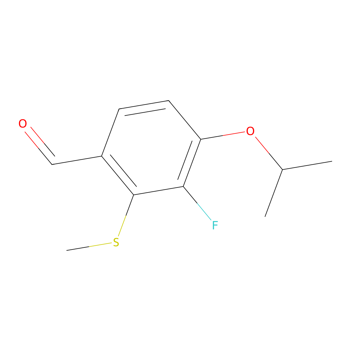 3-Fluoro-4-isopropoxy-2-(methylthio)benzaldehyde molecular structure, CAS 2734772-78-0