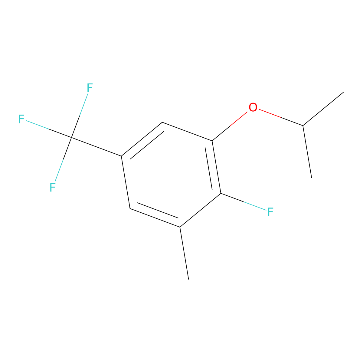 2-Fluoro-1-isopropoxy-3-methyl-5-(trifluoromethyl)benzene molecular structure, CAS 2734772-80-4