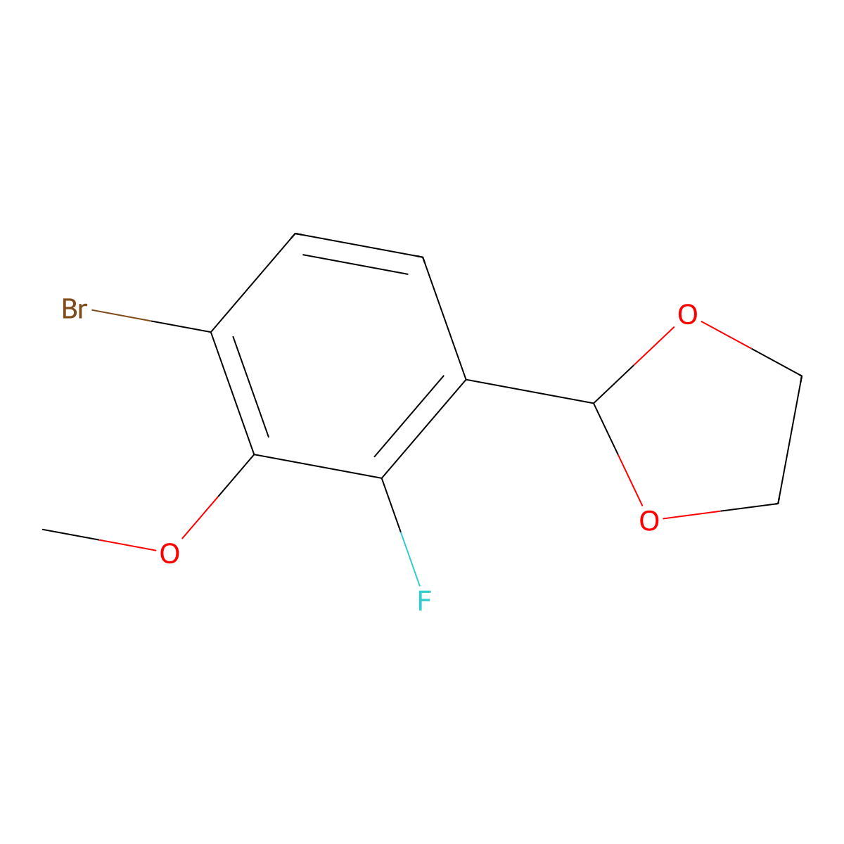 2-(4-Bromo-2-fluoro-3-methoxyphenyl)-1,3-dioxolane molecular structure, CAS 2734772-86-0