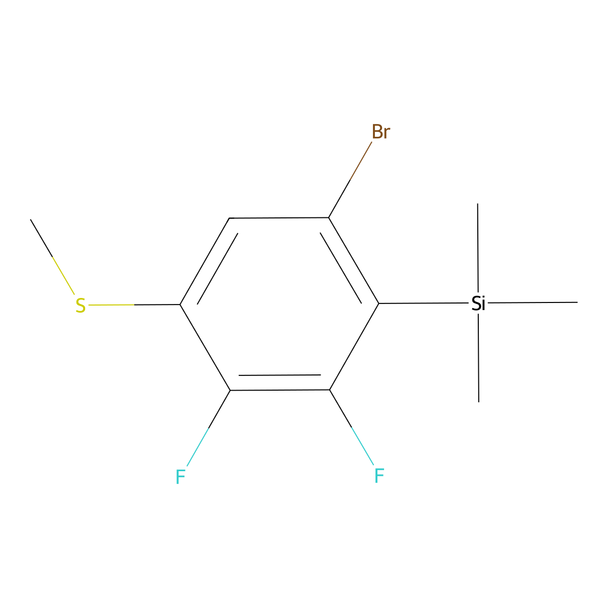 (6-Bromo-2,3-difluoro-4-(methylthio)phenyl)trimethylsilane molecular structure, CAS 2734772-92-8