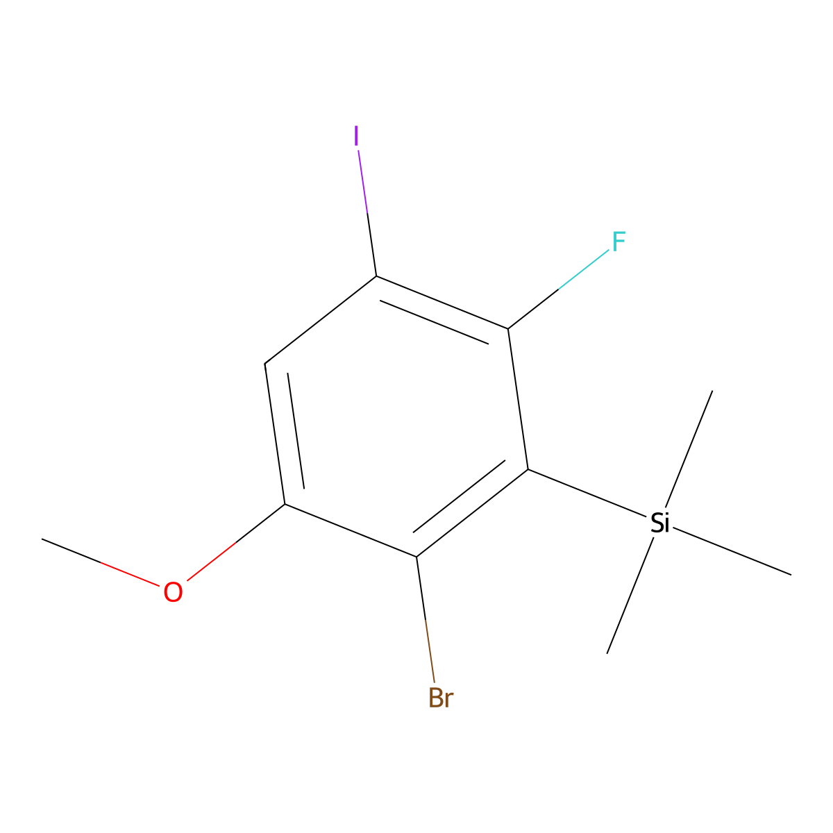 (2-Bromo-6-fluoro-5-iodo-3-methoxyphenyl)trimethylsilane molecular structure, CAS 2734772-93-9