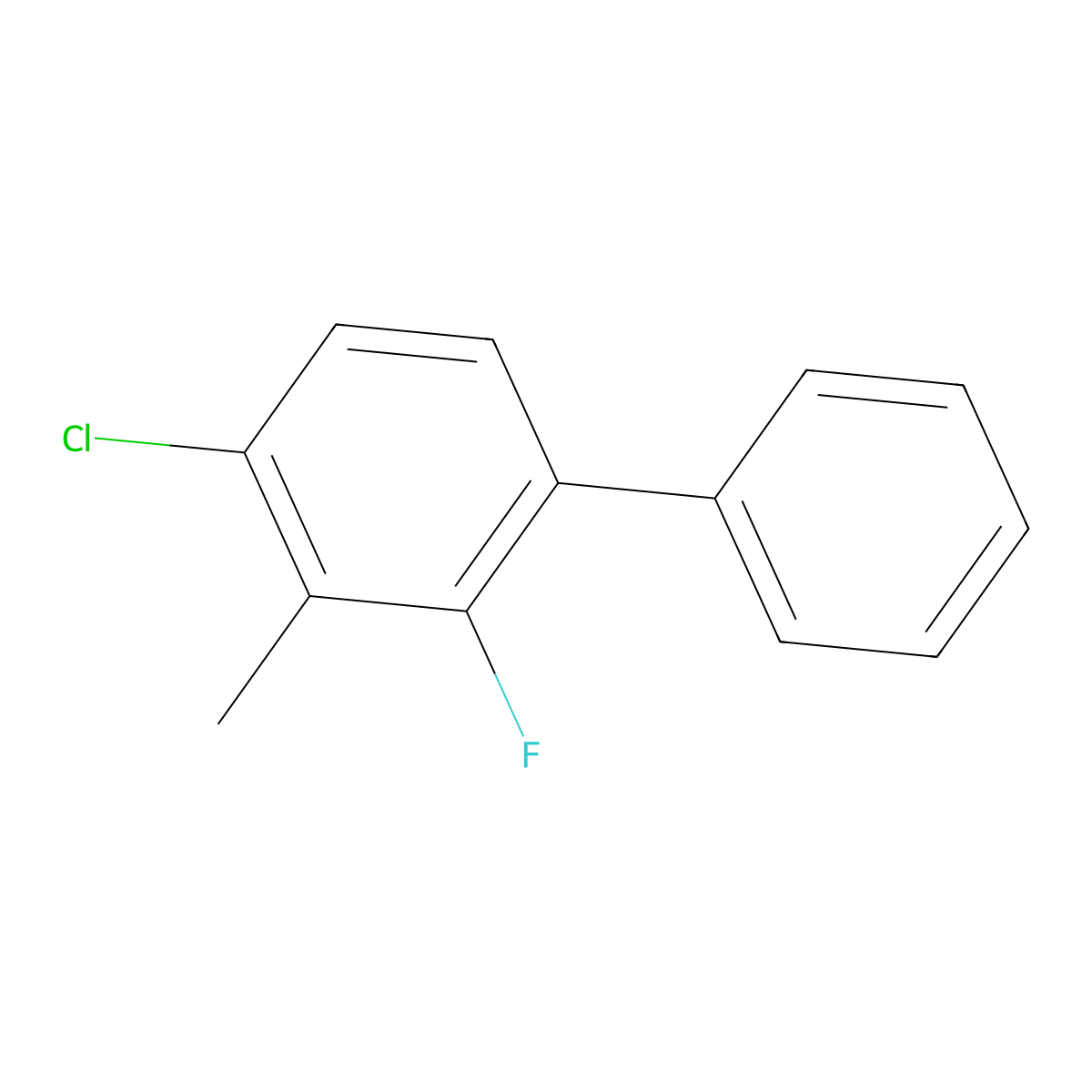 4-Chloro-2-fluoro-3-methyl-1,1'-biphenyl molecular structure, CAS 2734772-94-0