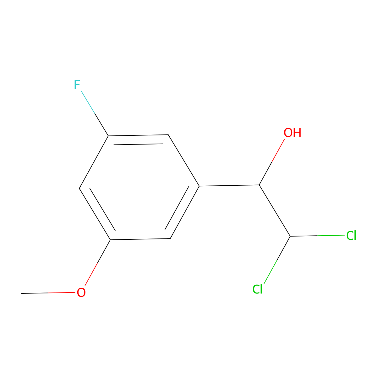 2,2-Dichloro-1-(3-fluoro-5-methoxyphenyl)ethanol molecular structure, CAS 2734773-00-1