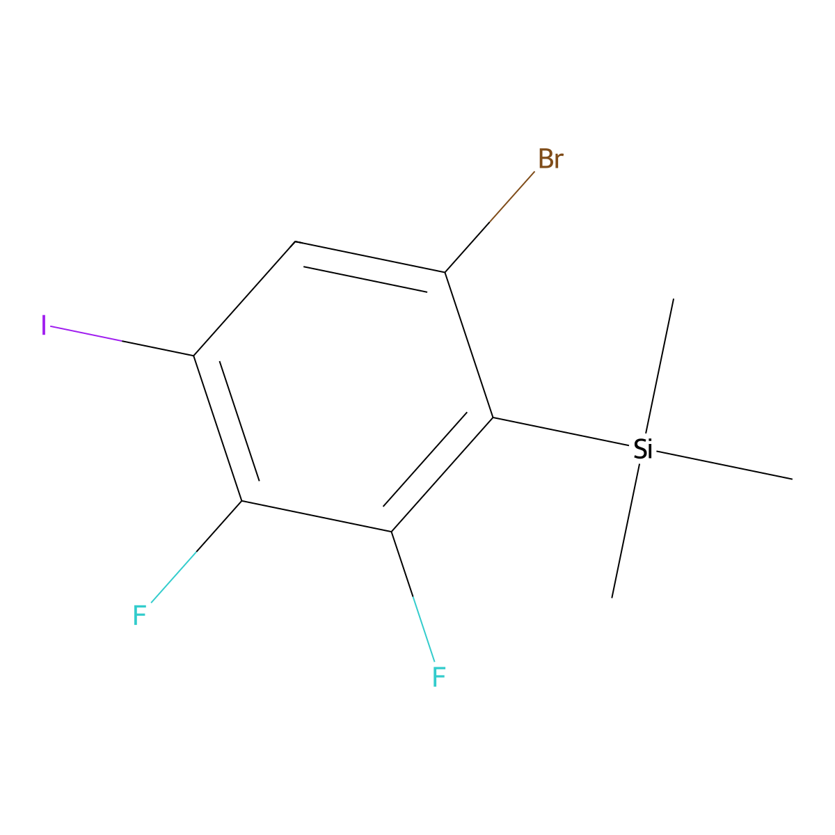 (6-Bromo-2,3-difluoro-4-iodophenyl)trimethylsilane molecular structure, CAS 2734773-01-2
