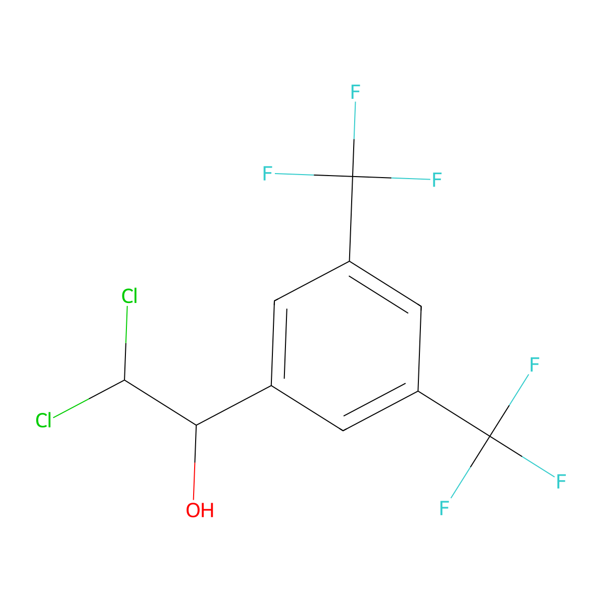 1-(3,5-Bis(trifluoromethyl)phenyl)-2,2-dichloroethanol molecular structure, CAS 2734773-04-5