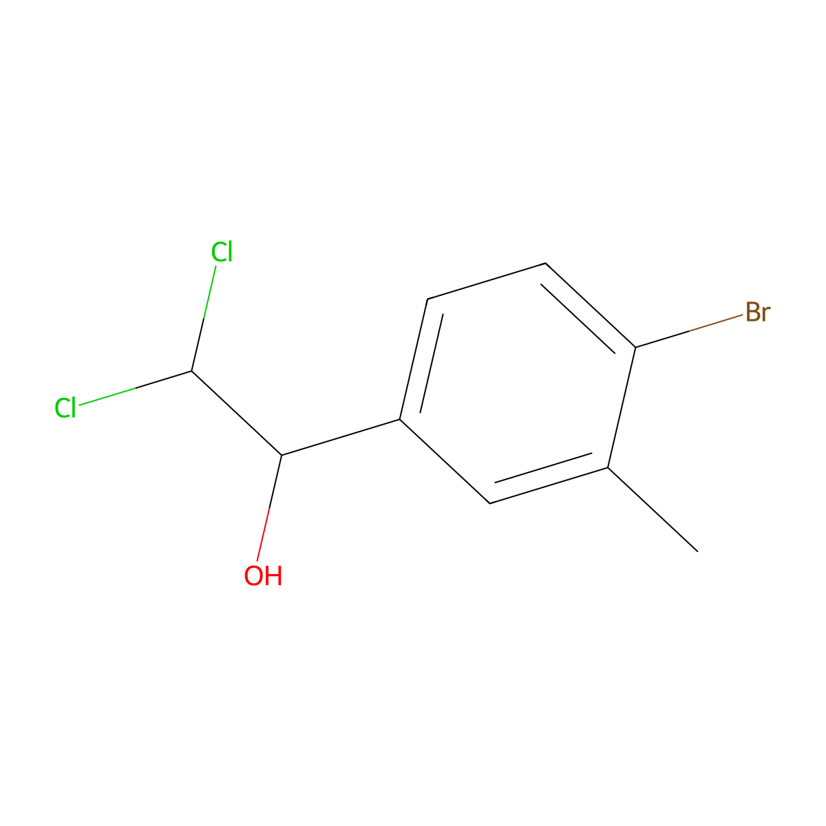 1-(4-Bromo-3-methylphenyl)-2,2-dichloroethanol molecular structure, CAS 2734773-07-8